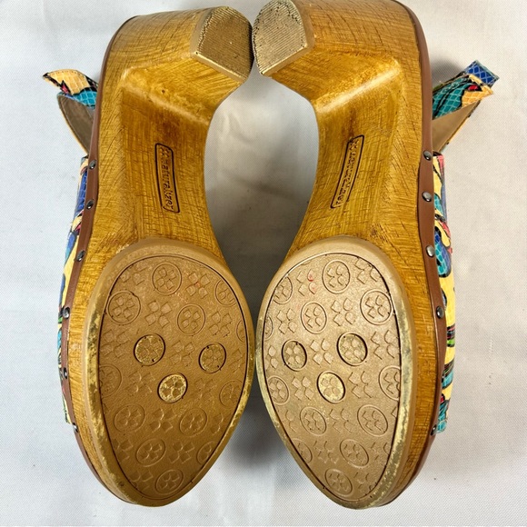 Naturalizer N5 Contour Honey Floral Slingback Open Toe Sandals Size 10 Wood Heel - Picture 6 of 8